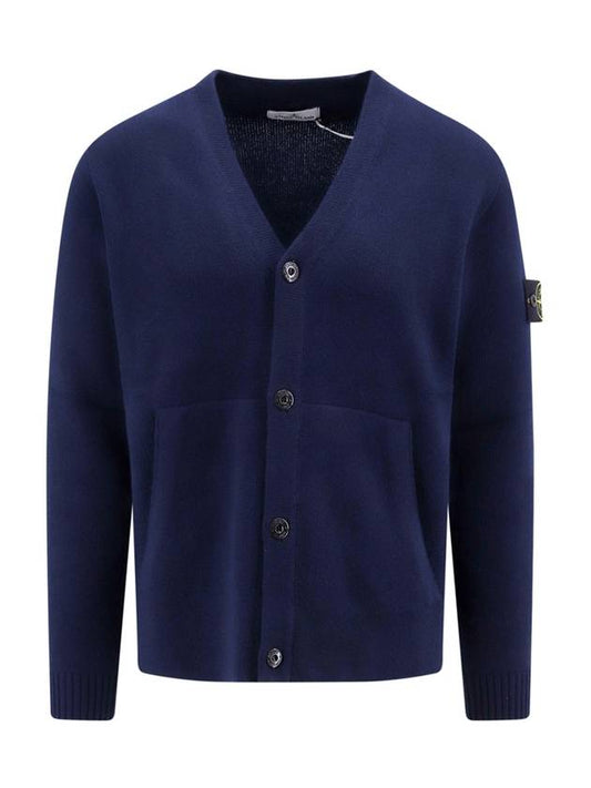 Men's Wappen Patch Button Cardigan Navy - STONE ISLAND - BALAAN 1