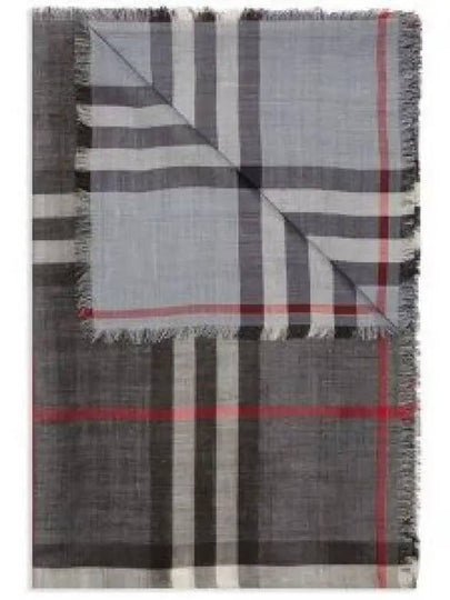 Reversible Check Wool Silk Scarf Grey - BURBERRY - BALAAN 2