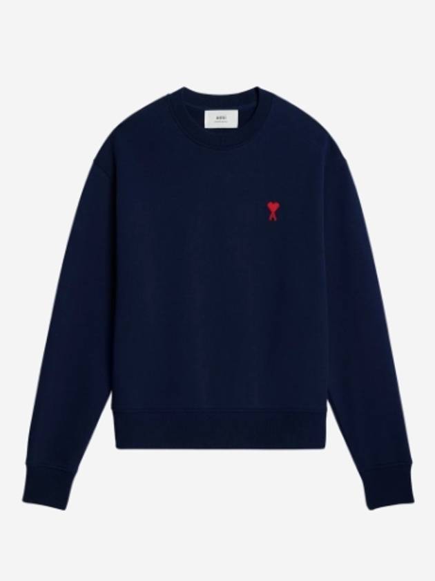 Small Heart Logo Sweatshirt Navy - AMI - BALAAN 4