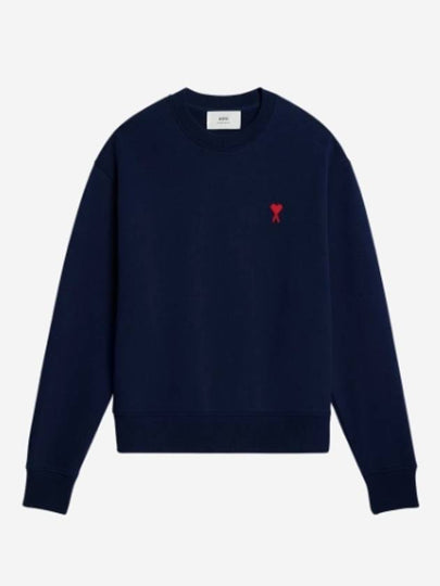 Small Heart Logo Sweatshirt Navy - AMI - BALAAN 2