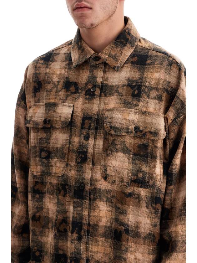 'flannel shirt with curved logo - PALM ANGELS - BALAAN 4