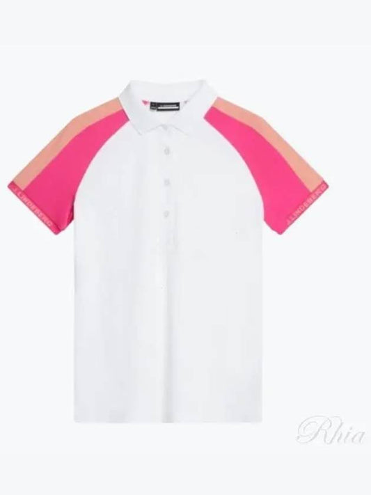 Perinne Short Sleeve Polo Shirt Fuchsia Purple White - J.LINDEBERG - BALAAN 2