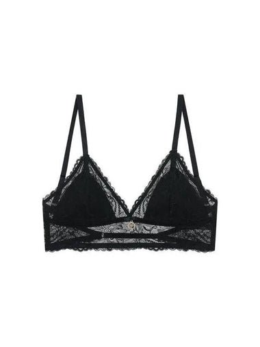 UNDERWEAR Women s Flower Lace Triangle Bra Black - EMPORIO ARMANI - BALAAN 1