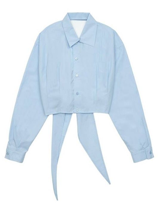 Tie Detail Crop Shirt Light Blue - AMI - BALAAN 2