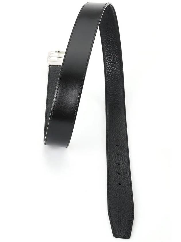 Charlton Classic Buckle Leather Belt Black - BALLY - BALAAN 4