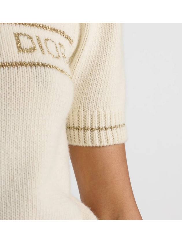 Blended Virgin Wool Cashmere Short Sleeve Knit Top Ivory - DIOR - BALAAN 6