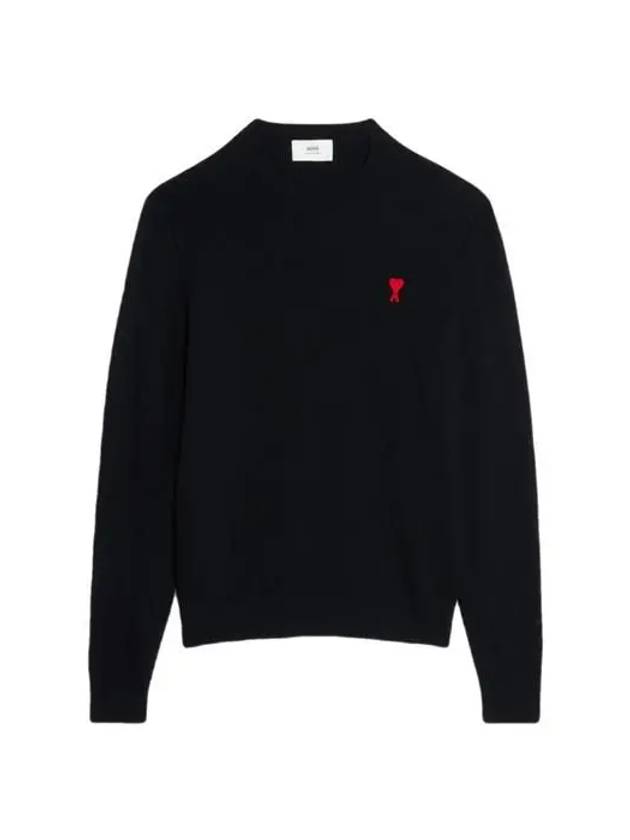 Heart Logo Patch Knit Top Black - AMI - BALAAN 2