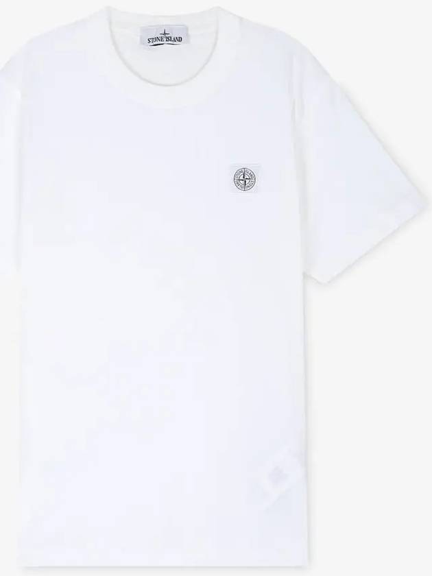 Pisato Effect Logo Patch Short Sleeve T-Shirt White - STONE ISLAND - BALAAN 3