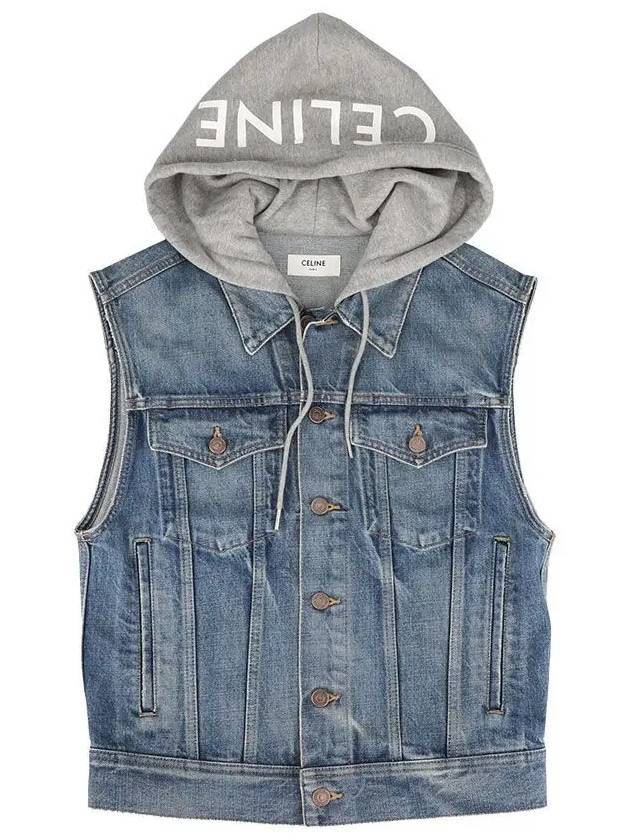 Union Wash Denim Sleeveless Trucker Jacket Blue - CELINE - BALAAN 2