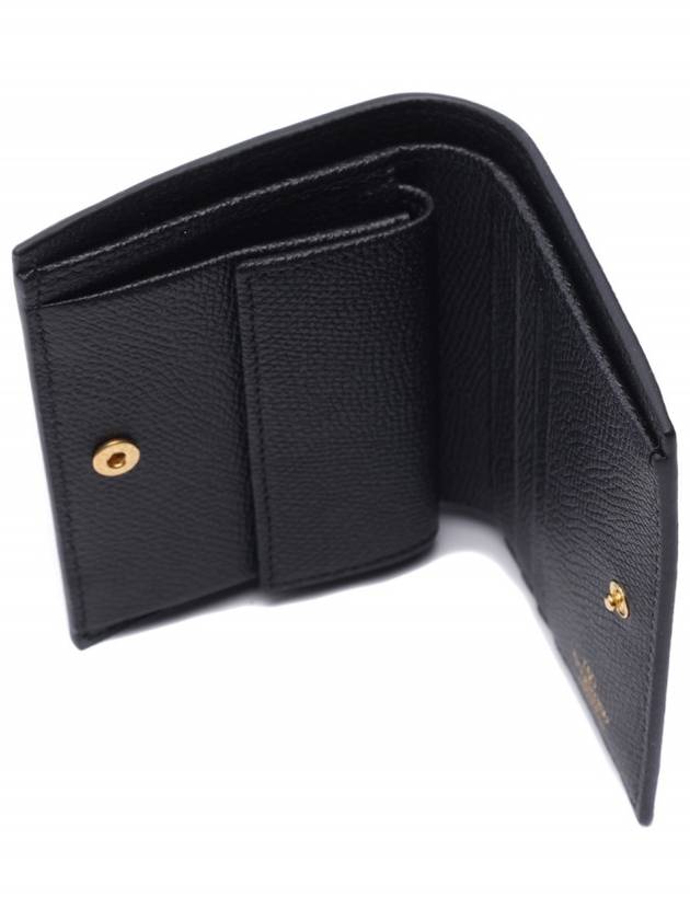 V Logo Plaque Half Wallet Black - VALENTINO - BALAAN 7