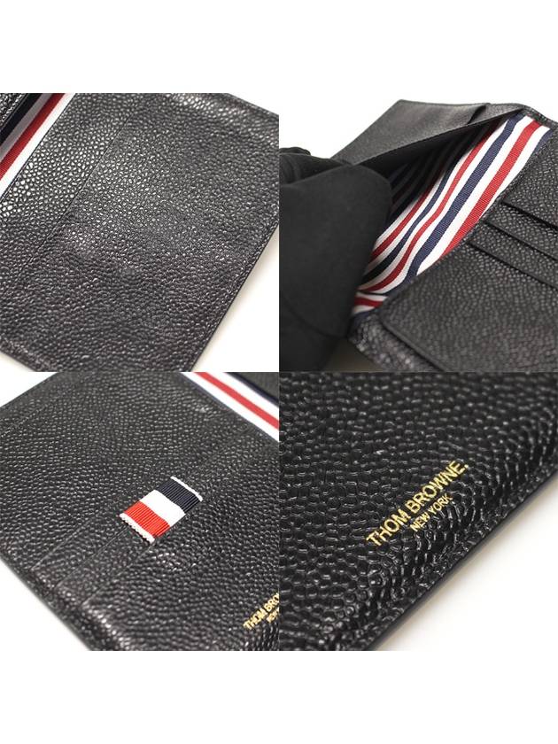 MAW034A00198001 Black Pebble Grain Leather Passport Wallet - THOM BROWNE - BALAAN 7