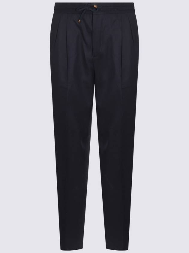 Brunello Cucinelli Dark Blue Wool Pants - BRUNELLO CUCINELLI - BALAAN 1