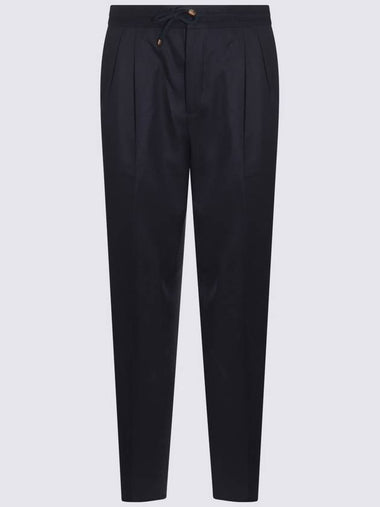 Brunello Cucinelli Dark Blue Wool Pants - BRUNELLO CUCINELLI - BALAAN 1