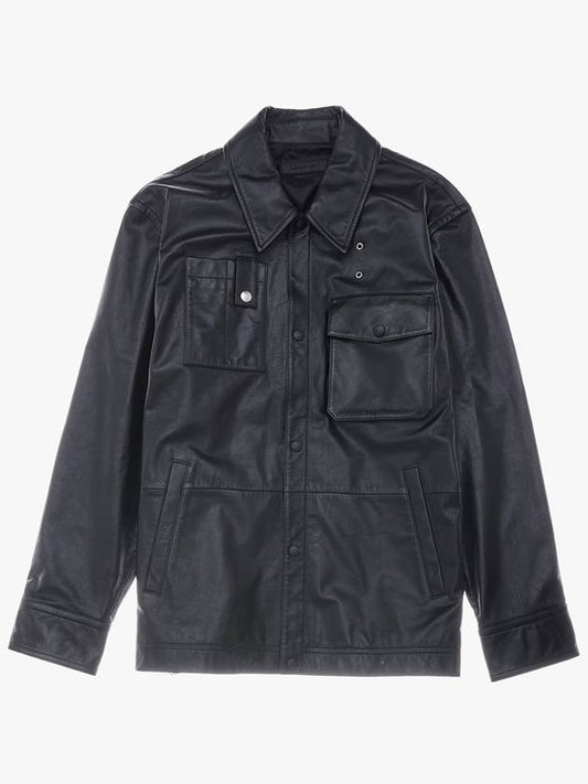 Denim Inspired Leather Jacket Black L09HM103 - HELMUT LANG - BALAAN 1