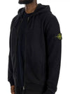 Logo Cotton Zip-Up Hoodie Black - STONE ISLAND - BALAAN 3