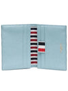 Pebble Grain Leather 4-Bar Stripe Double Card Wallet Blue - THOM BROWNE - BALAAN 5