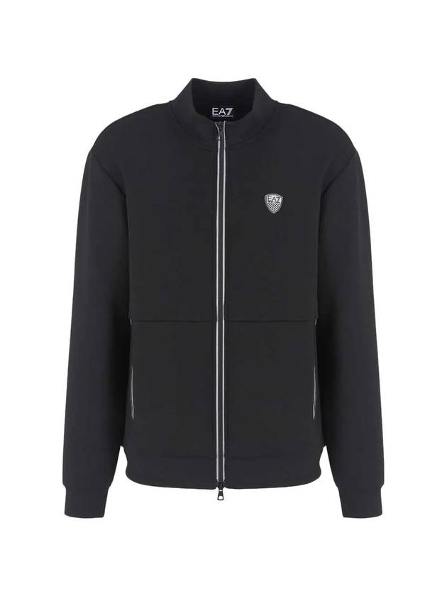 EA7 Logo Zip-Up Jacket Black - EMPORIO ARMANI - BALAAN 1