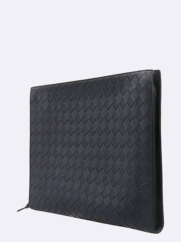 603432 Black Color Wild Classic Woven Document Case Clutch - BOTTEGA VENETA - BALAAN 3