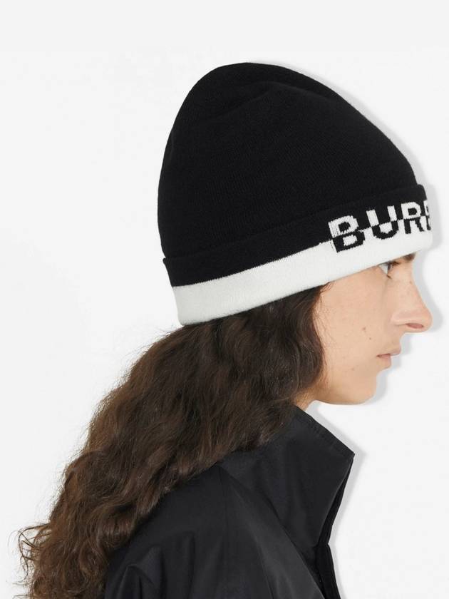 Cashmere Logo Beanie Black - BURBERRY - BALAAN 7