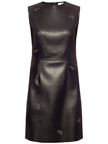 embossed leather midi dress black - BURBERRY - BALAAN 1