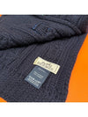 Cashmere muffler multi chandal leather patch navy color - HERMES - BALAAN 6