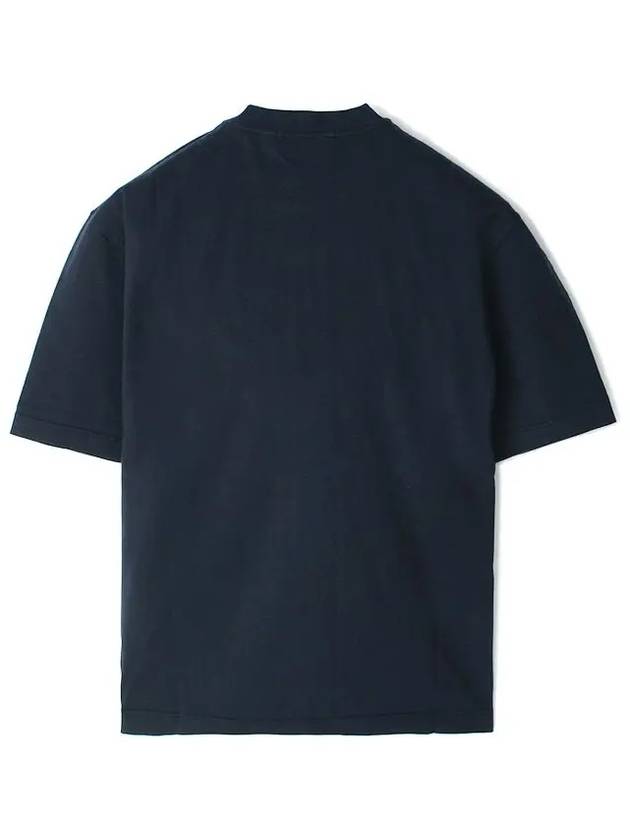 Combed Organic Cotton Jersey Short Sleeve T-Shirt Navy Blue - STONE ISLAND - BALAAN 3