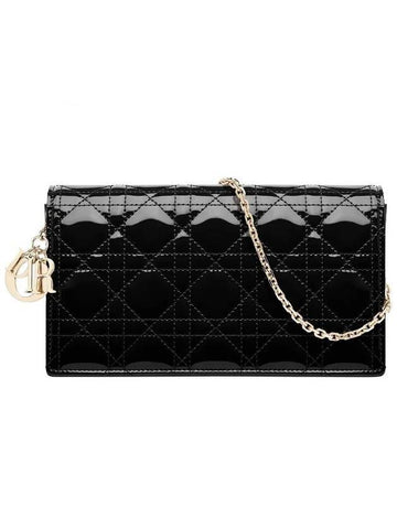 Lady Cannage Calfskin Pouch Bag Black - DIOR - BALAAN 1