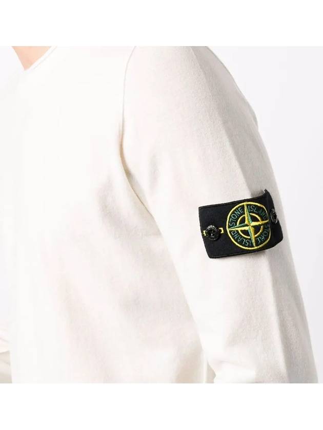 Waffen Patch Crew Neck Wool Knit Top Ivory - STONE ISLAND - BALAAN 4