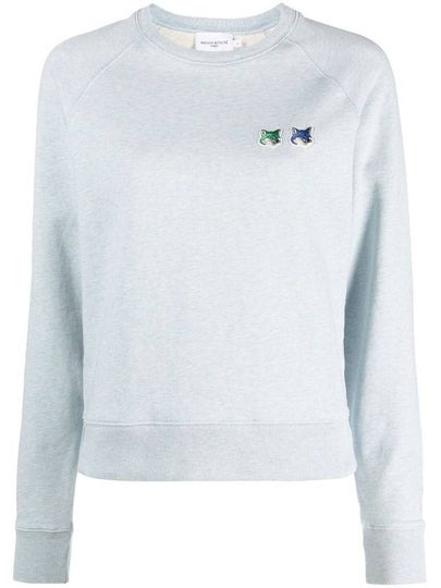 Double Head Fox Patch Sweatshirt Blue - MAISON KITSUNE - BALAAN 2