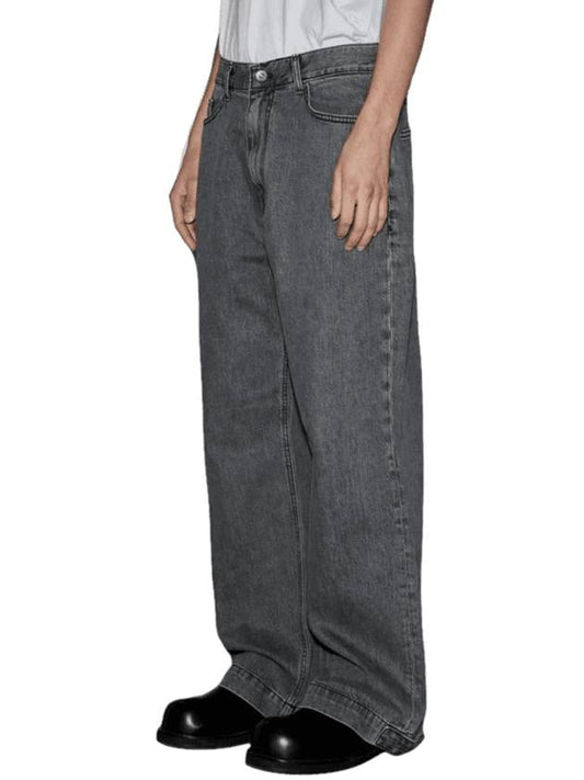 Men's Low Rise Wide Denim Jeans Warm Gray - MUILL - BALAAN 1