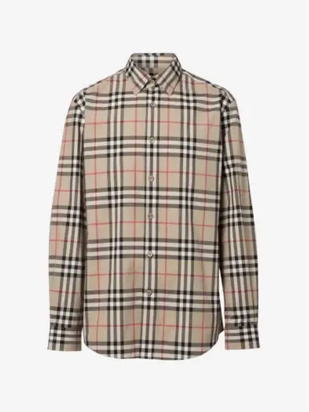 Check Cotton Poplin Shirt Archive Beige - BURBERRY - BALAAN 3