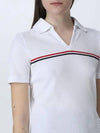 Three Stripes High Twist Rib Polo Shirt White - THOM BROWNE - BALAAN 4