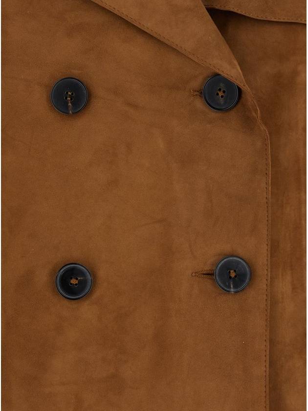 'Sia' Brown Double-Breasted Jacket With Notched Revers In Suede Woman - ARMA - BALAAN 3