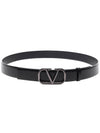 V Logo Leather Belt Black - VALENTINO - BALAAN 4