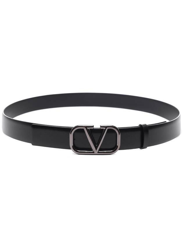 V Logo Leather Belt Black - VALENTINO - BALAAN 4