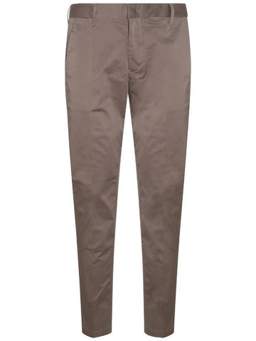 Slim Cut Cotton Blend Straight Pants Light Brown - EMPORIO ARMANI - BALAAN 1