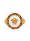 Enamel Medusa Ring Gold White - VERSACE - BALAAN.