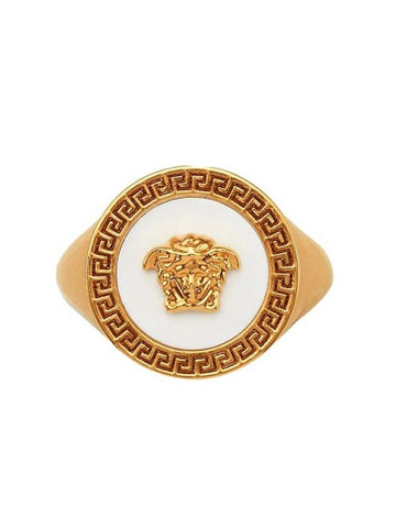 Men's Enamel Medusa Ring Gold White - VERSACE - BALAAN 1