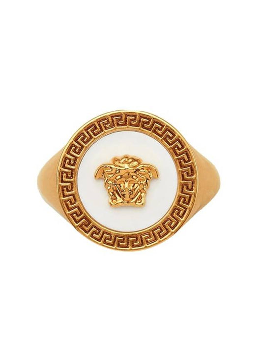 Men's Enamel Medusa Ring Gold White - VERSACE - BALAAN 1