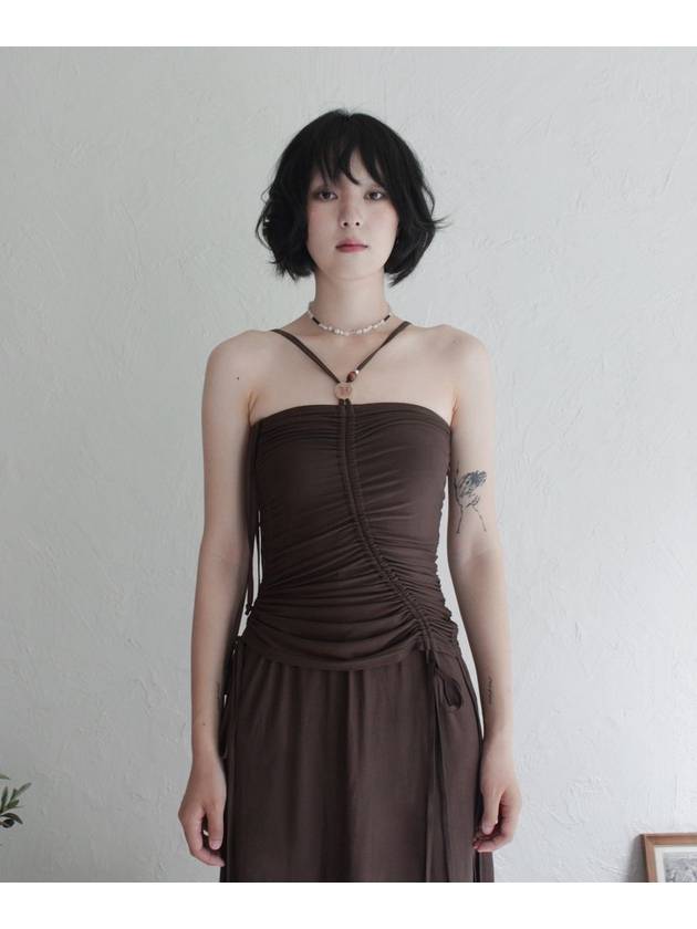 Shirring strap tube long dress brown - RUBATI - BALAAN 8