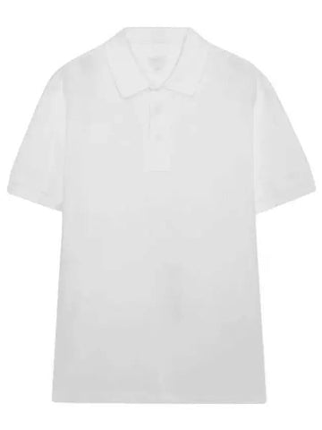 Men's Cotton Piquet Jersey Short Sleeve Polo Shirt White - BOTTEGA VENETA - BALAAN 1