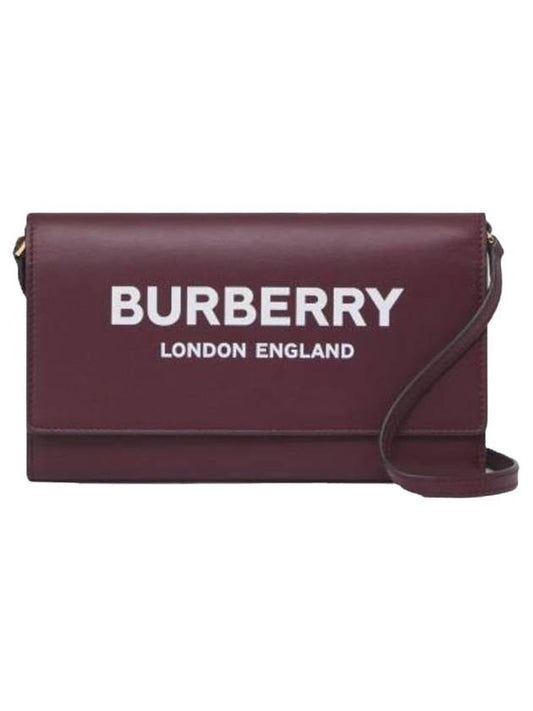 Logo Detachable Strap Shoulder Bag Burgundy - BURBERRY - BALAAN 1