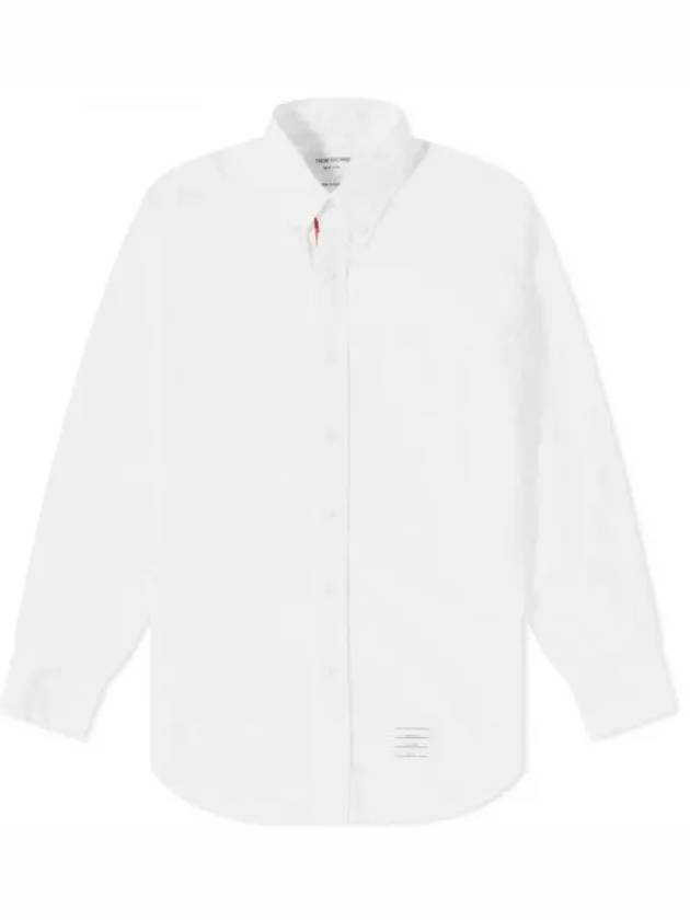 Men's Grosgrain Placket Solid Poplin Long Sleeve Shirt White - THOM BROWNE - BALAAN 2