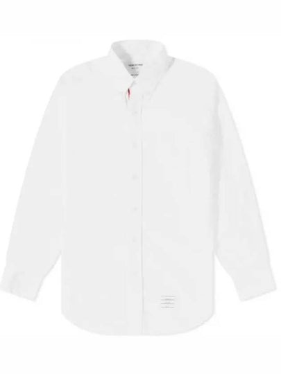 Men's Grosgrain Placket Solid Poplin Long Sleeve Shirt White - THOM BROWNE - BALAAN 2