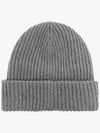 Logo Patch Knit Beanie Grey - GANNI - BALAAN 8