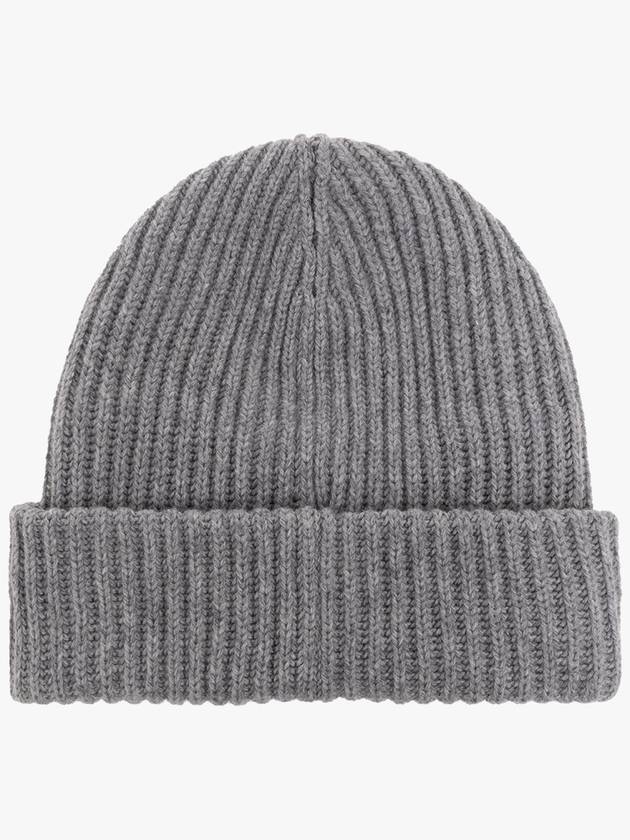 Logo Patch Knit Beanie Grey - GANNI - BALAAN 8