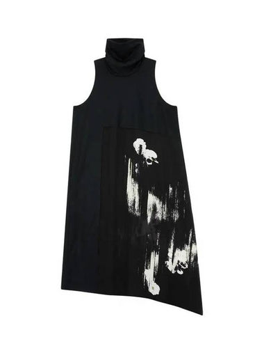 Yohji Yamamoto Y s Women Flower Block Turtleneck Dress Black - YOHJI YAMAMOTO - BALAAN 1