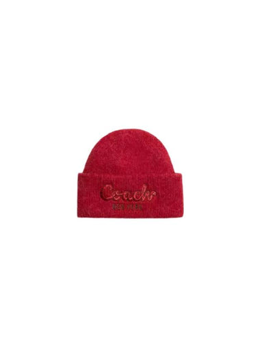 New Year Embroidered Snake Beanie Red - COACH - BALAAN 1