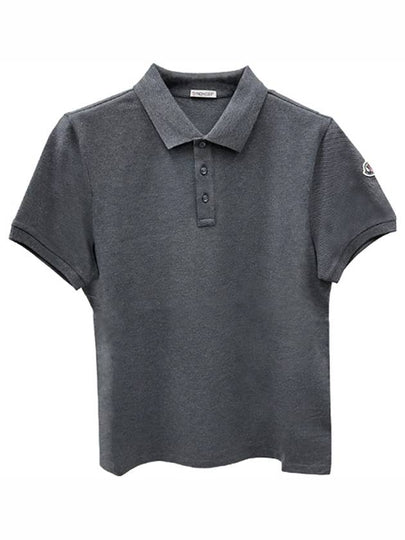 Logo Patch Polo Shirt Grey - MONCLER - BALAAN 2