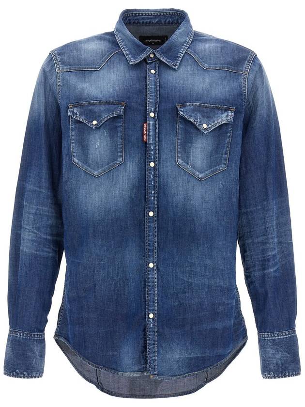 Denim Long Sleeve Shirt Blue - DSQUARED2 - BALAAN 2